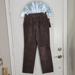 Brandon Thomas Chocolate Brown Suede Trousers Size 6